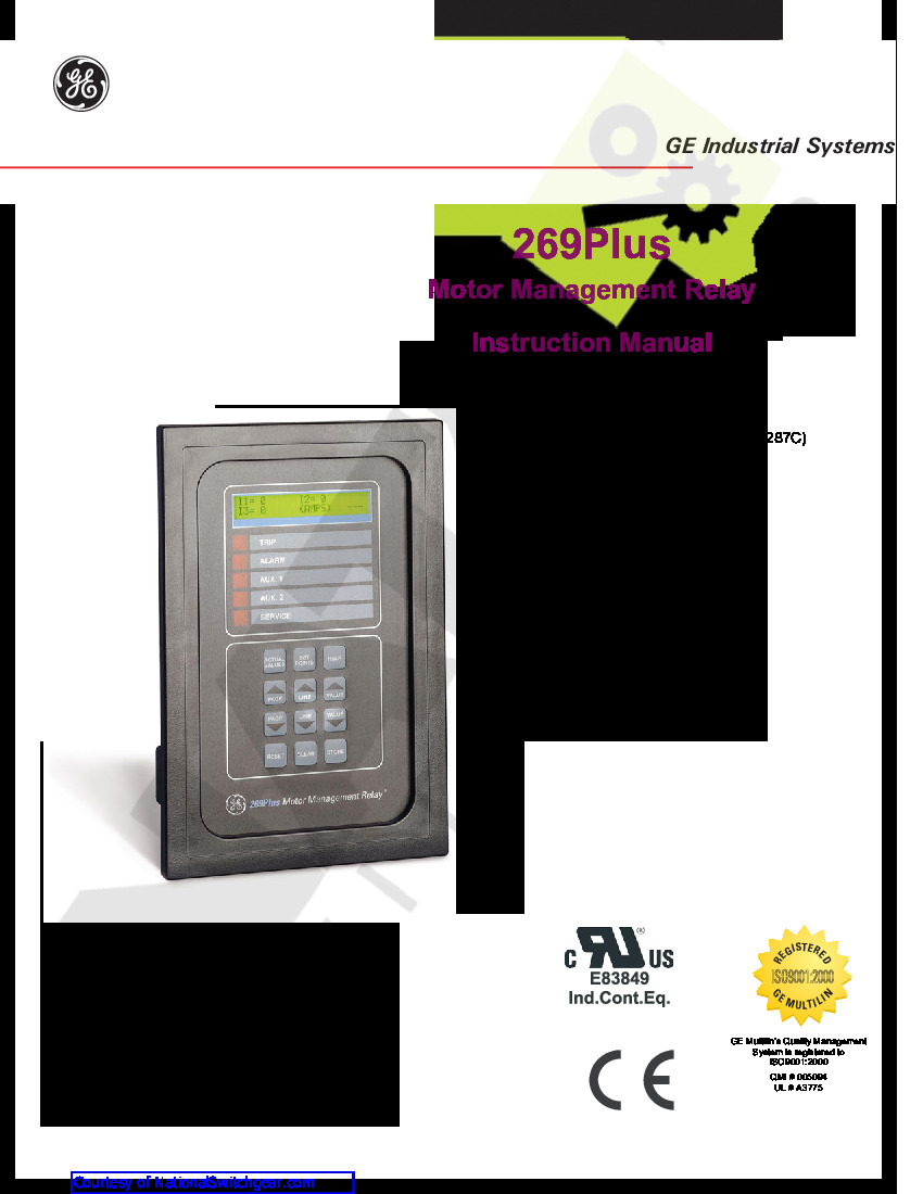 First Page Image of 269PLUS-10C-120VAC GE Multilin 269PLUS 1601-0013-E4 User Manual.pdf